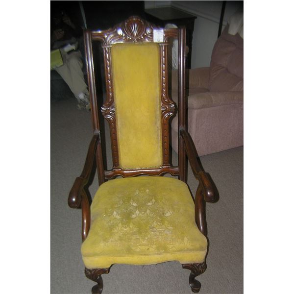 Vintage walnut and upholstered arm chair