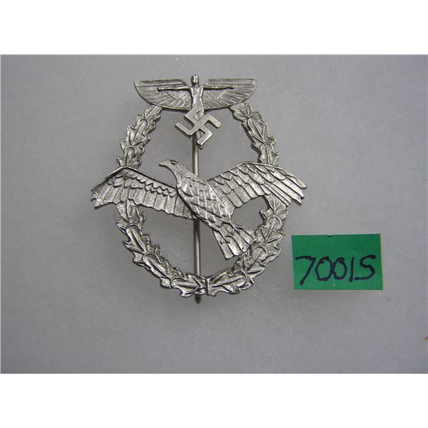 German N.S.F.K. pilot's badge silver color WWII style