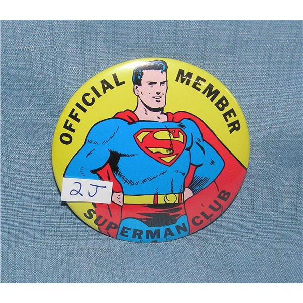 Superman official Superman club pin back button