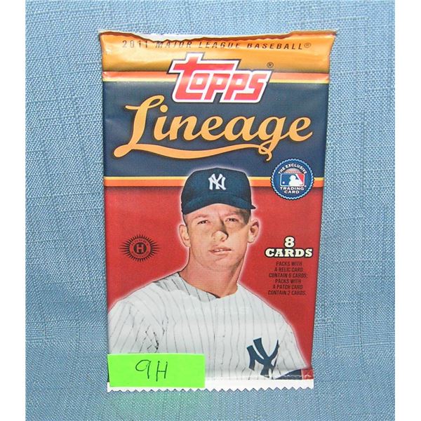 Topps Lineage factory sealed baseball card pack featuring Mickey Mantle