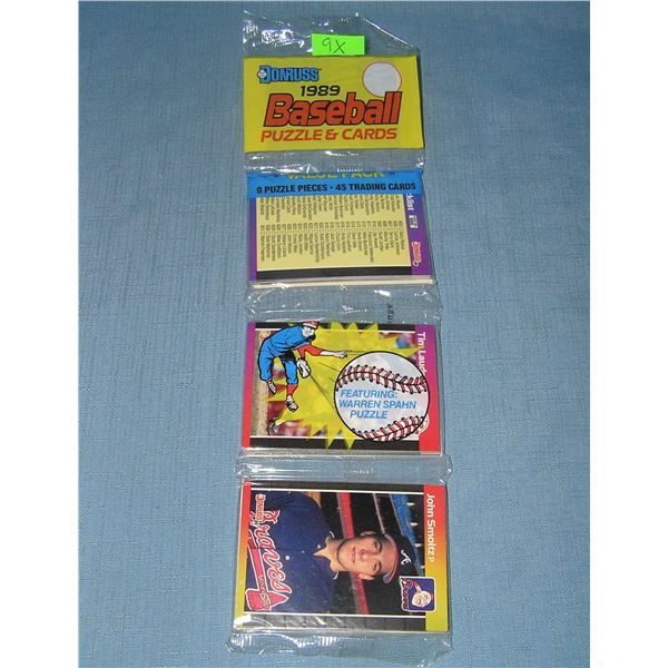 1989 Donruss factory sealed rack pack with John Smoltz showing