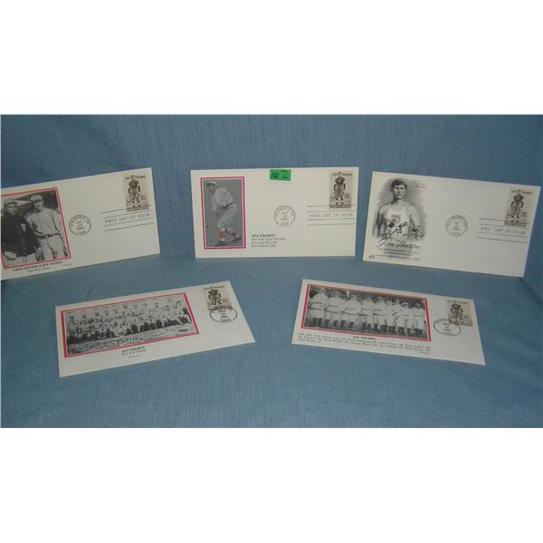 Group of Jim thorpe first day stamps and cover