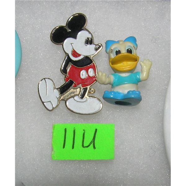 Mickey Mouse metal  pin and rubber Daisy Duck