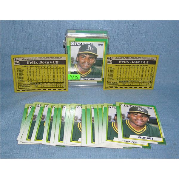 Large group of Felix Jose Oakland A's 1990 Topps rookie cards group of 50