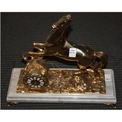 18" Brass Horse On A Marble Base
