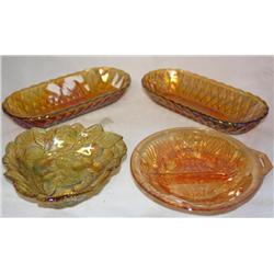 Lot of 4 Collectible Carnival Glass