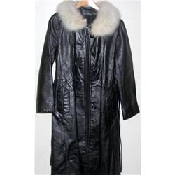 Leather Coat w/ Fur Collar