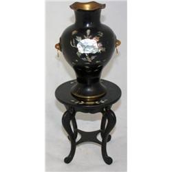 Urn on Stand w/ Mother of Pearl Inlay
