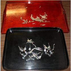 2 Serving Trays w/ Mother of Pearl Inlay