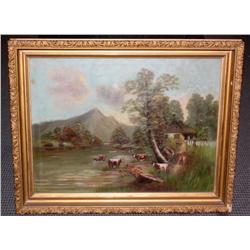 Framed Oil on Canvas of Farm House