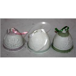 3 LLadro Christmas Orniment Bells
