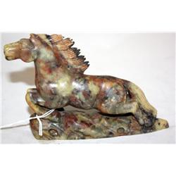 Carved Jaded Soapstone Horse Figurine