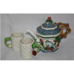 Fitz & Floyd Tea Pot & Cups