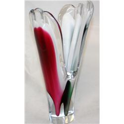 Winged Art Glass Vase Signed on Bottom