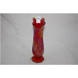 Indiana Heirloom Red Carnival Glass Vase 70's