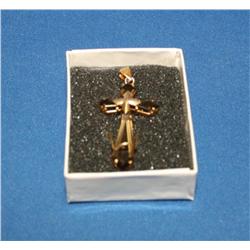 10K Plated Cross w/ 3.5 Smokey Topaz