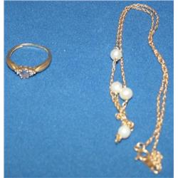 1/2Ctw Tanzanite Ring - White Pearl Necklace