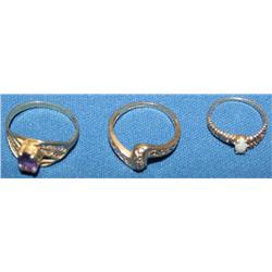 1.00 Ctw Amethyst, Opal & Diamond Ring