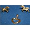 Image 2 : 1/2 Ctw Diamond Pendant & Unicorn Gold Earrings