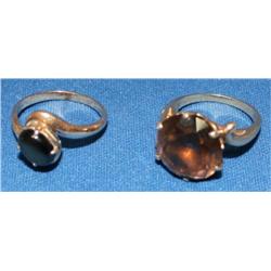 3.00Ctw AAA Smokey Quartz & Black Sapphire Ring