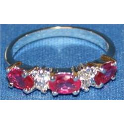 10K White Gold Ring w/ Rubies