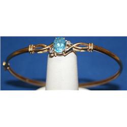 2.00 Ctw AAA Blue Topaz & Diamond Ladies Bangle