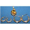 Image 1 : 2.00Ctw AAA Citrine Pendant & Gold Ladies Earrings