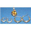 Image 2 : 2.00Ctw AAA Citrine Pendant & Gold Ladies Earrings