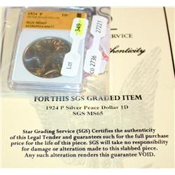 1924 P Silver Peace Dollar SGS MS65