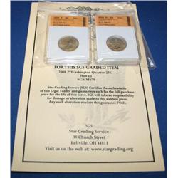 (2) 2008 P& D SGS MS70 Hawaii Quarters