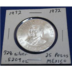 1972 728 Silver, .5209oz, 25 Mexican Pesos