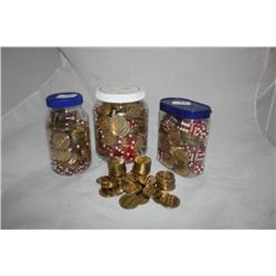 3 JARS OF DICE & GAMMING TOKENS