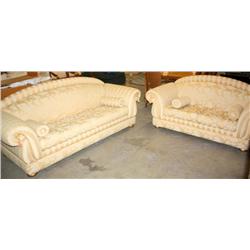 Gold Striped Sofa & Love Seat