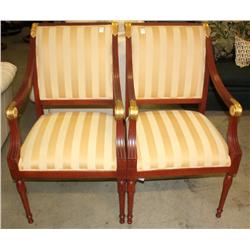 2 Gold Striped Chairs