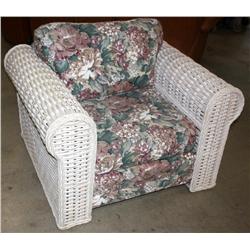 Wicker & Flower Cushioned Chair