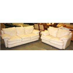 Soft White Leather Sofa & Love Seat Set