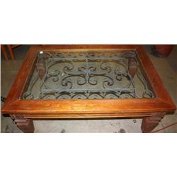 Wrought Iron & Wood Coffee Table