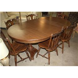 Antique Adjustable Dinning Table w/ 6 chairs