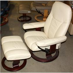White Chiropractor Designed Leather Chair & Stool