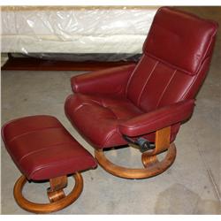 Red Chiropractor Designed Leather Chair & Stool