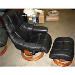 Black Chiropractor Designed Leather Chair & Stool