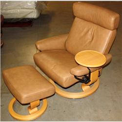 Tan Chiropractor Designed Leather Chair & Stool