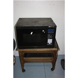 Microwave With Vintage Wheeled Cart