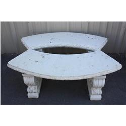 2 Curved Pre Cast Outdoor Benches