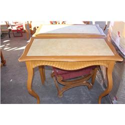 2 Marble Top Tables & 1 Padded Seat