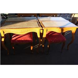 4 Marble Top Desks With 4 Padded Seats