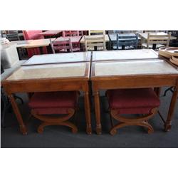 Lot Of 4 Marble Top Tables & 4 Padded Chairs