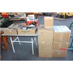 Lot Of VHS Tapes, & Film Slides With Table