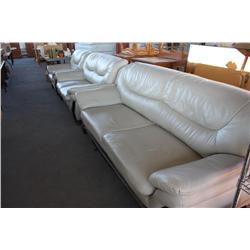 White Leather Sofa, Love Seat, Chair