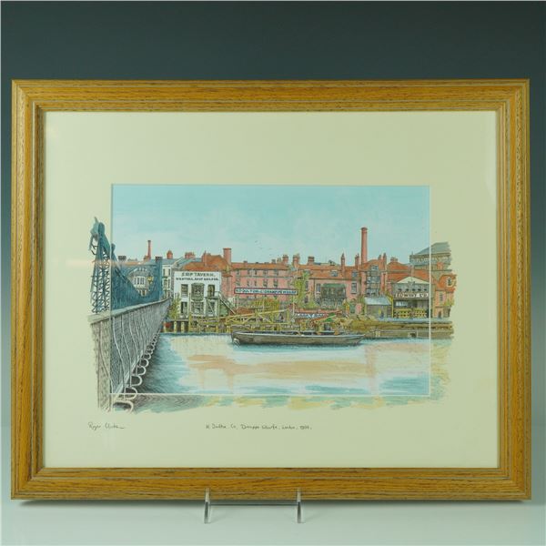 Roger Clarke Original Hand-Colored Print, H. Doulton Co. Drainpipe Wharfe